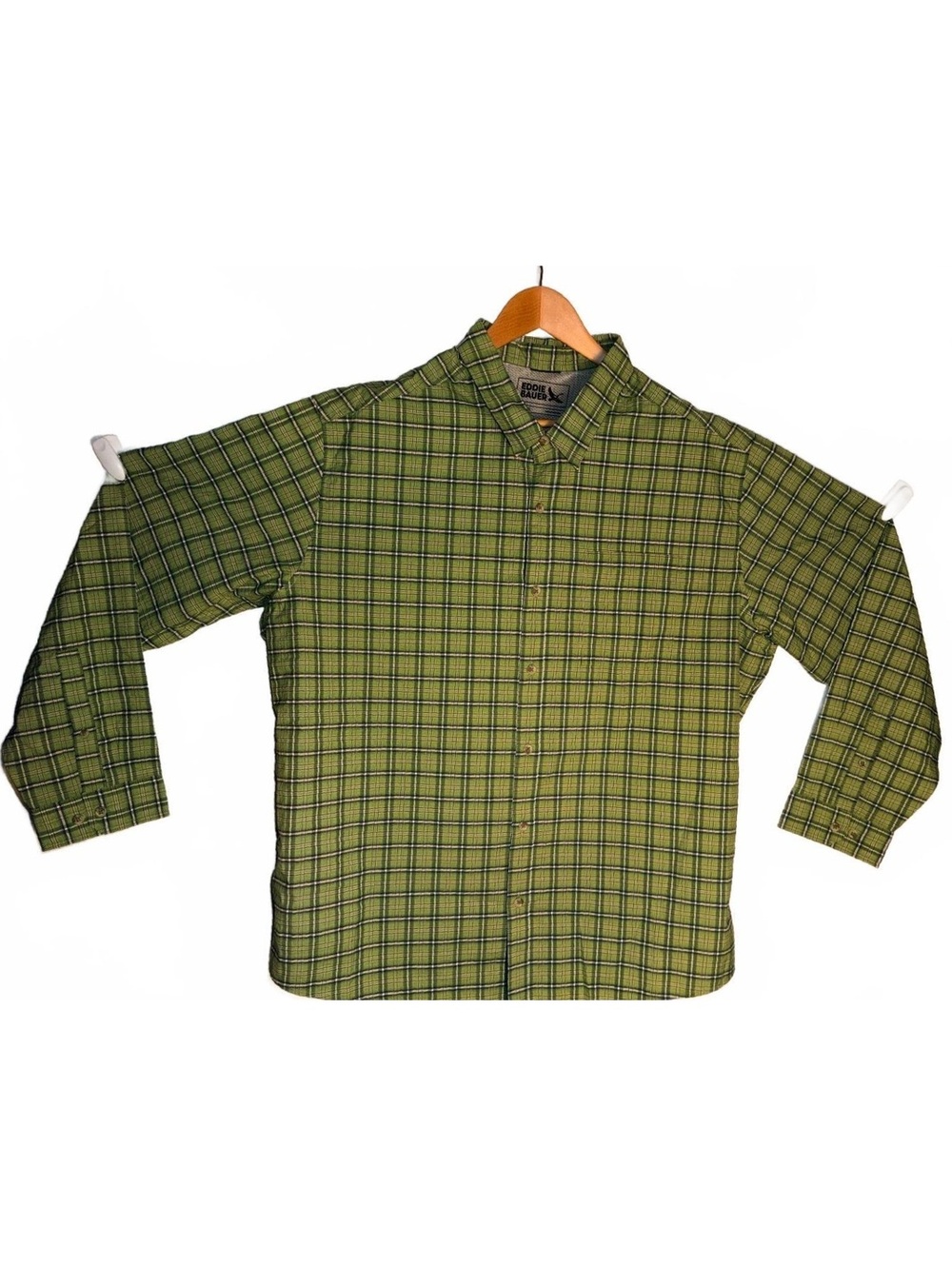 Eddie Bauer Men's 3XL Green Plaid Button-Up Shirt - Picture 2 of 5